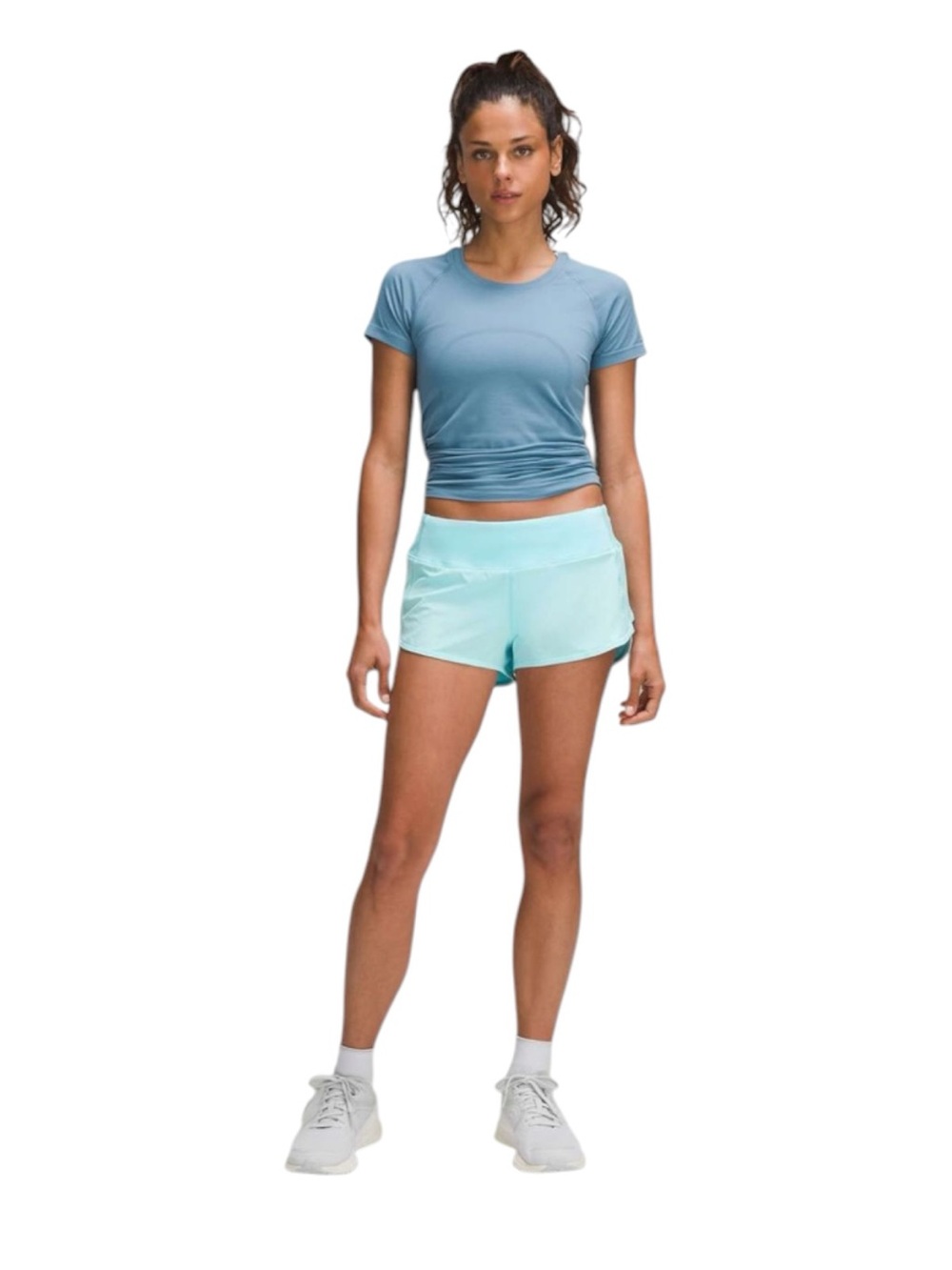 Lululemon Speed Up Low-Rise Lined Short 2.5" Cyan Blue Size 4 EUC - Picture 6 of 9